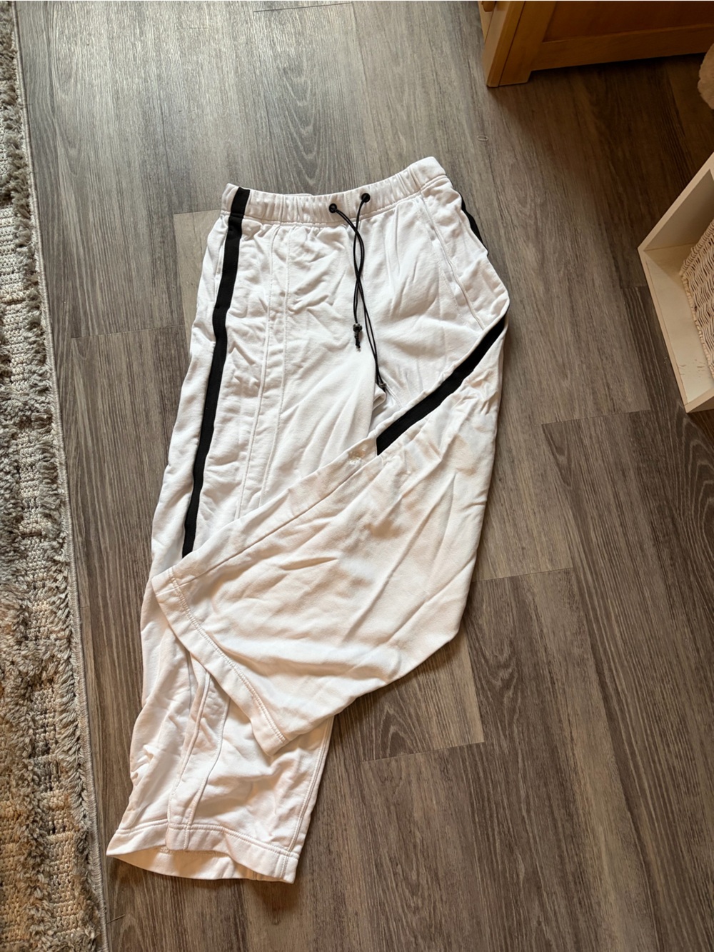 Free people Women’s White wide leg sweat Pants with Black Stripe
